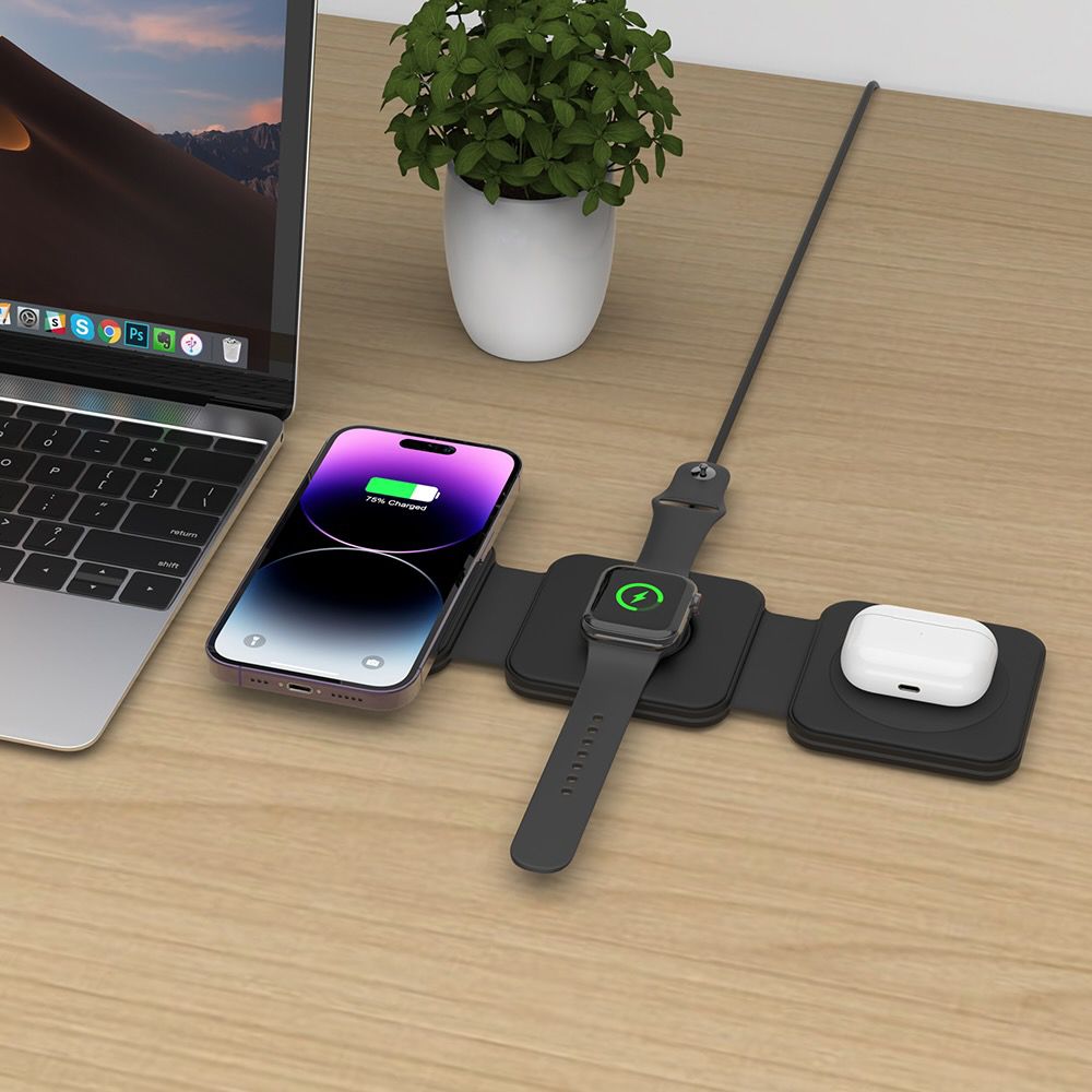 Tech - Protect QI15W - A24 3in1 Ασύρματος Μαγνητικός Φορτιστής MagSafe - Black