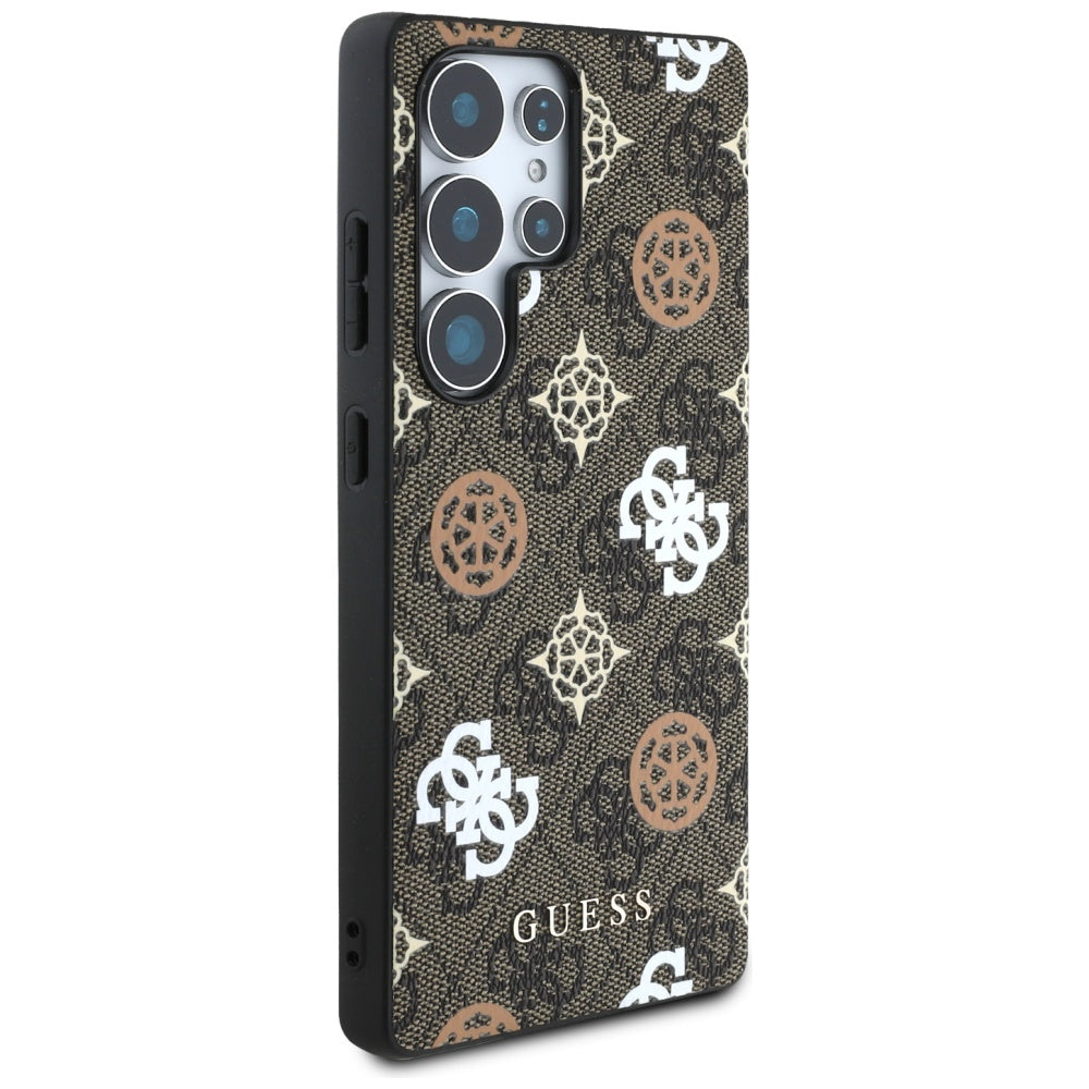 Guess Samsung Galaxy S25 Ultra - 4G Printed Colored Peony Pattern - MagSafe Θήκη με Επένδυση Συνθετικού Δέρματος - Brown - GUHMS25LP4PWPW
