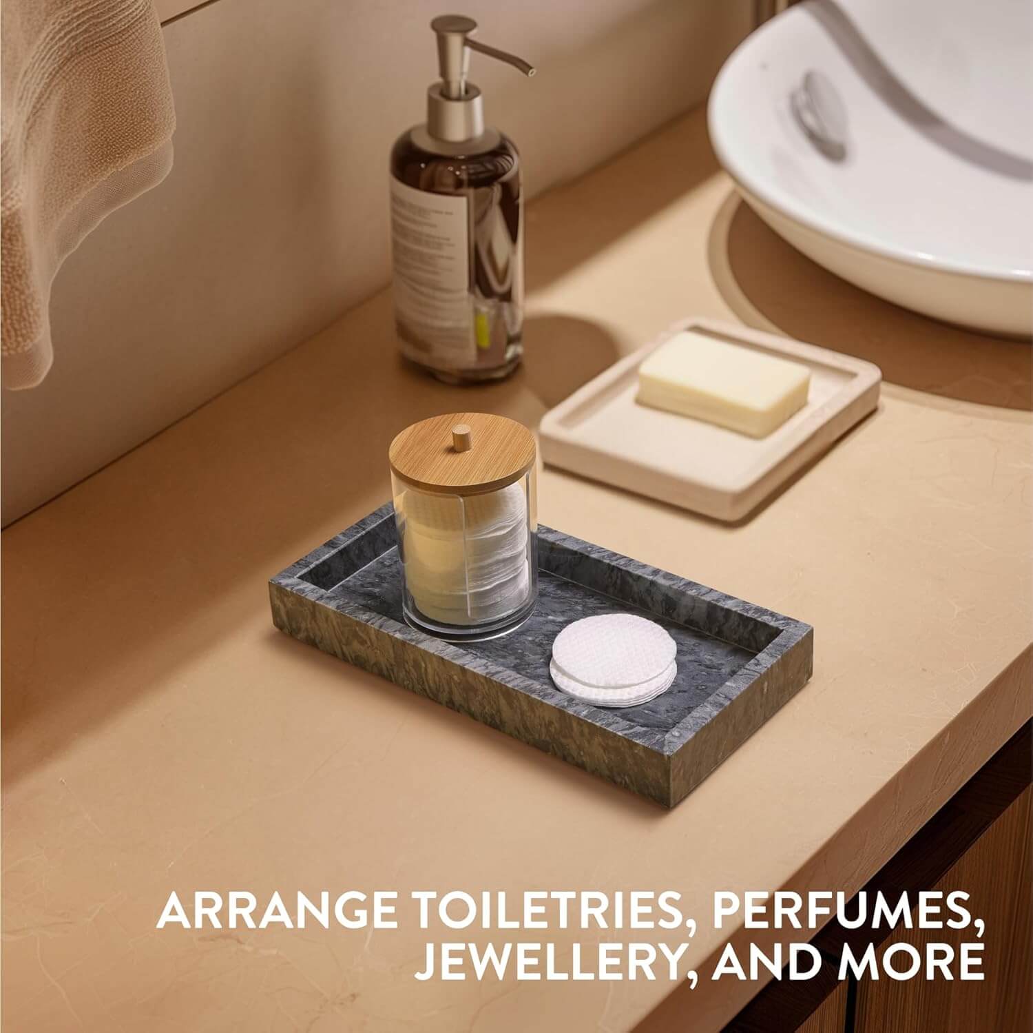 Navaris Διακοσμητικός Ορθογώνιος Δίσκος από Μάρμαρο - 25 x 12 x 3 cm - Black