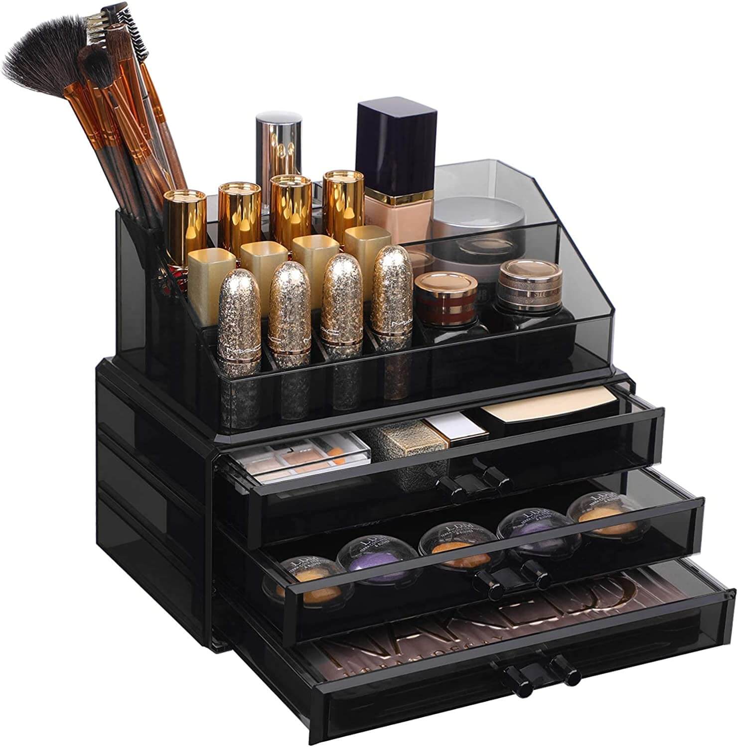 Songmics Ακρυλικός Οργανωτής Καλλυντικών με 6 Συρτάρια - Black / Ημιδιάφανος - JKA009BK