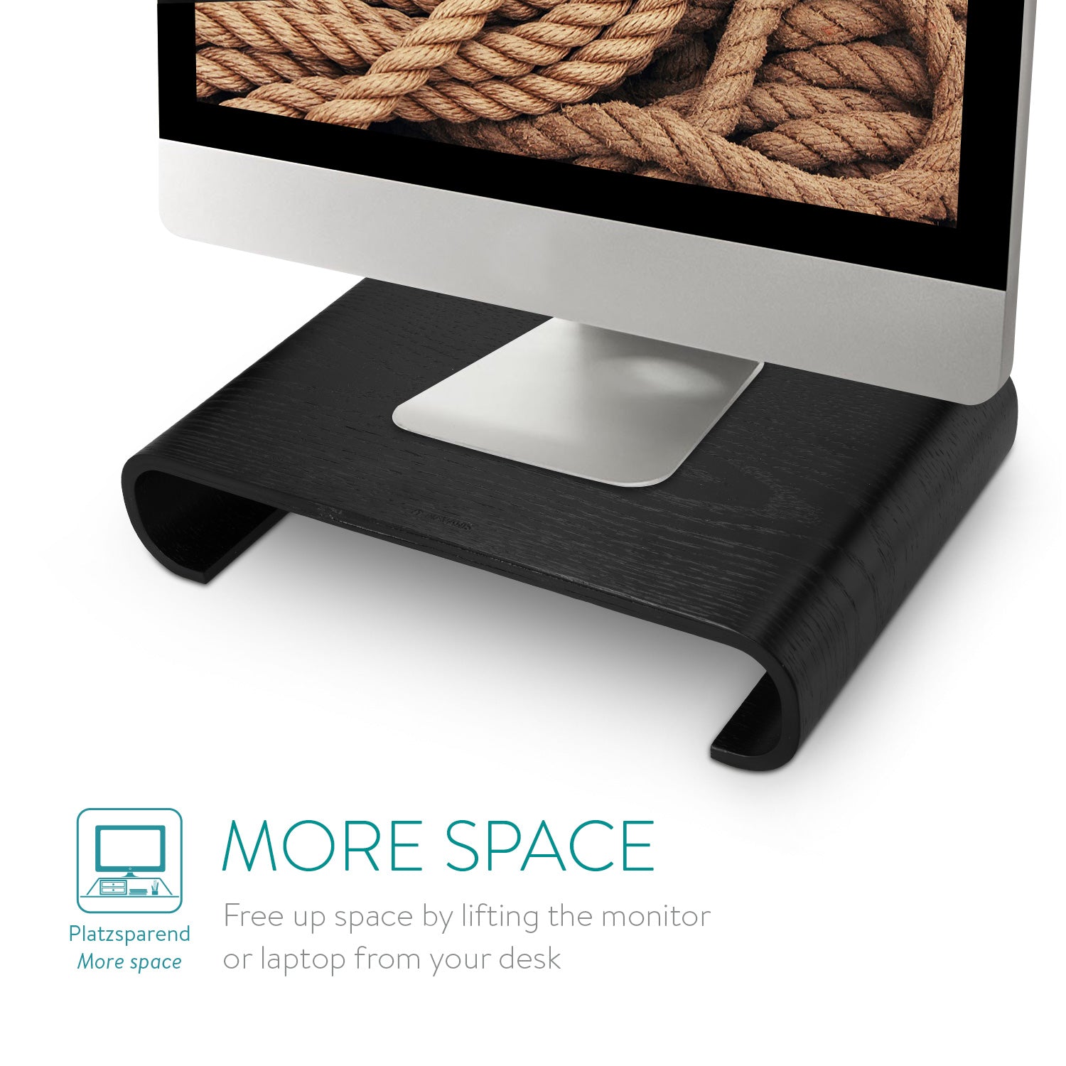 Navaris Computer Monitor Wood Stand - Βάση Στήριξης Οθόνης από Ξύλο - Black - 45835.01