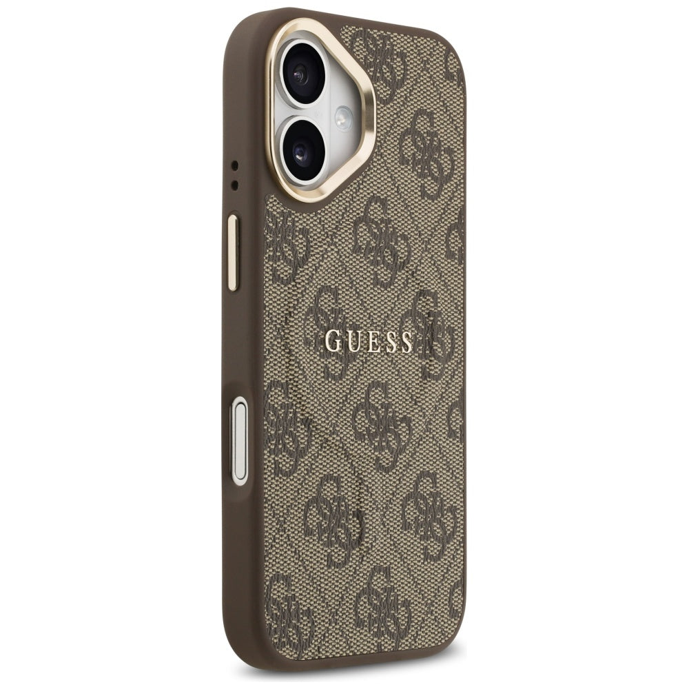 Guess iPhone 17 - 4G PU Classic Logo MagSafe - Σκληρή Θήκη με Πλαίσιο Σιλικόνης και Επένδυση Οικολογικού Δέρματος - Brown - GUHMP17SP4MSEGCW