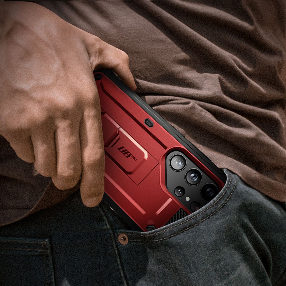 Supcase Samsung Galaxy S24 Ultra Unicorn Beetle Pro 2 Σκληρή Θήκη με Προστασία Οθόνης και Stand - Red