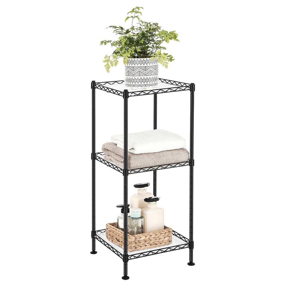 Songmics Μεταλλική Ραφιέρα με 3 Πλαστικά Ράφια - 30 x 30 x 73 cm - Black - LGR103B01