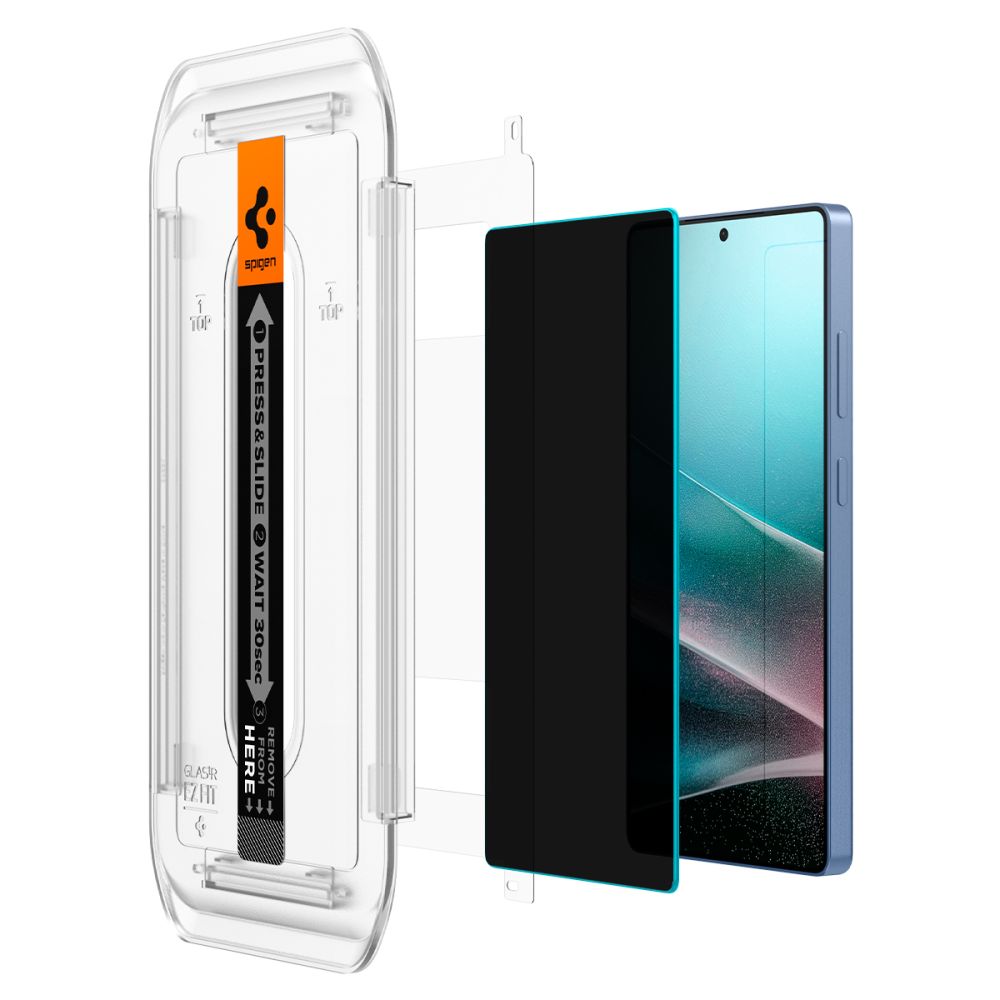 Spigen Samsung Galaxy S25 Ultra Glas.TR Privacy EZ Fit 2.5D 9H Αντιχαρακτικό Γυαλί Οθόνης - 2 Τεμάχια - Clear / Black - AGL09335