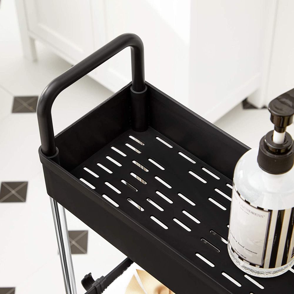 Songmics Πλαστικό Καρότσι Εξοικονόμησης Χώρου για Οργάνωση και Αποθήκευση με 4 Ράφια - 40 x 13.5 x 93 cm - Black - KSC018B01