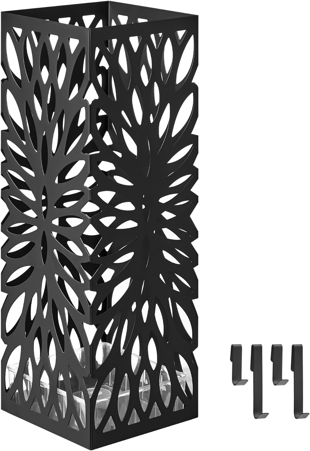 Songmics Μεταλλική Ομπρελοθήκη με 4 Γάντζους - Black - LUC026B33