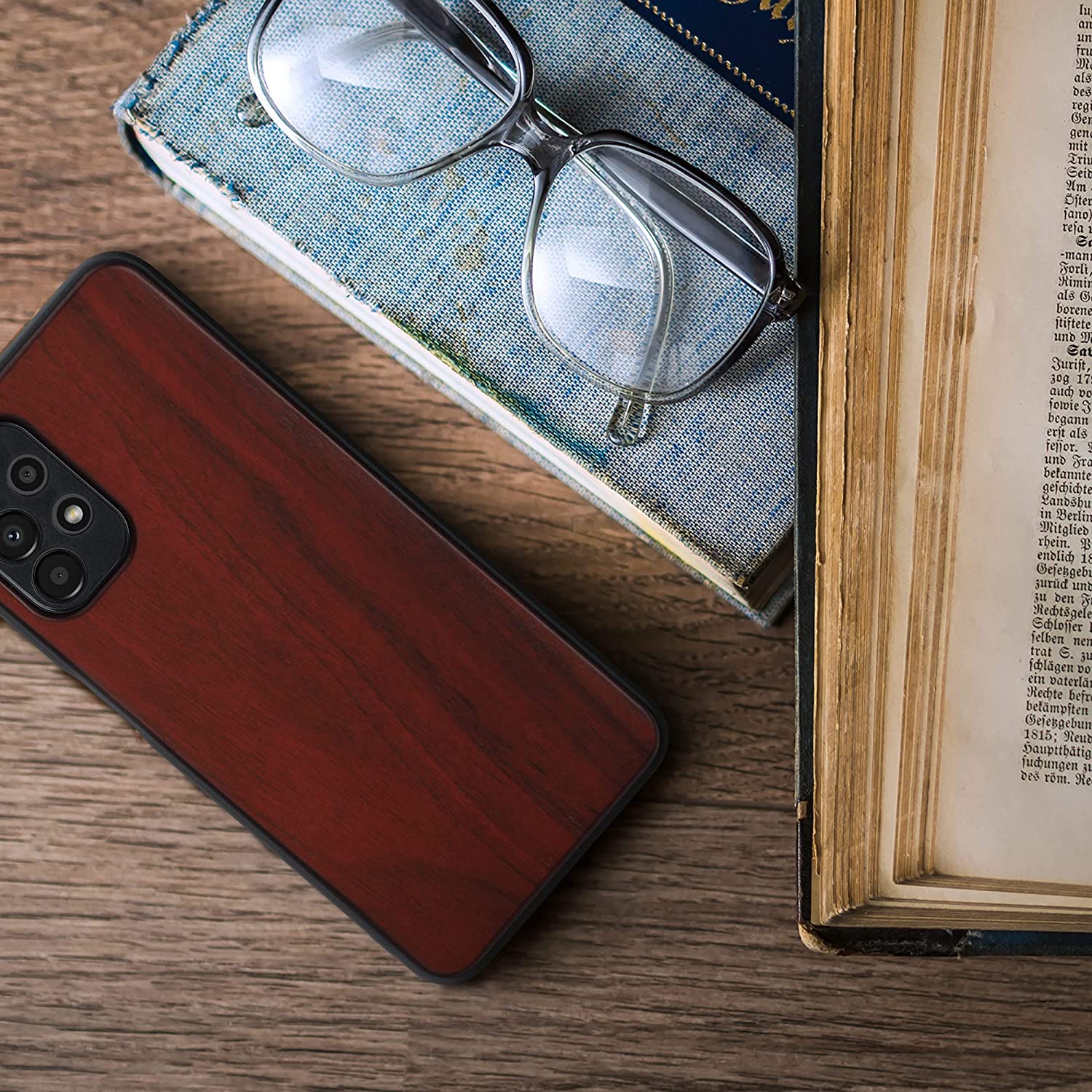 KW Samsung Galaxy A13 4G Θήκη από Φυσικό Ξύλο - Dark Red - 57995.20