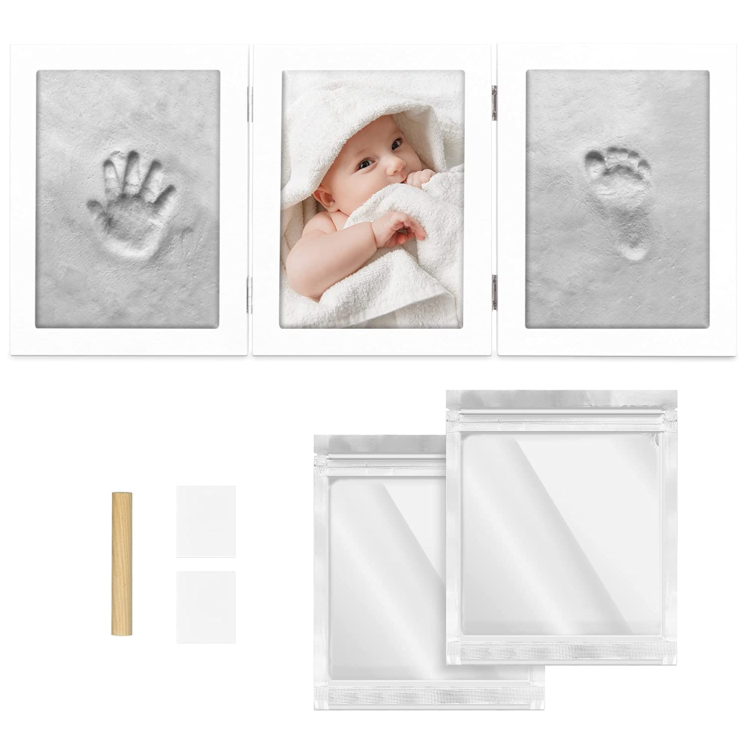 Navaris Σετ Κορνιζών από Πηλό για Αποτύπωμα Μωρού - White - 51822.02