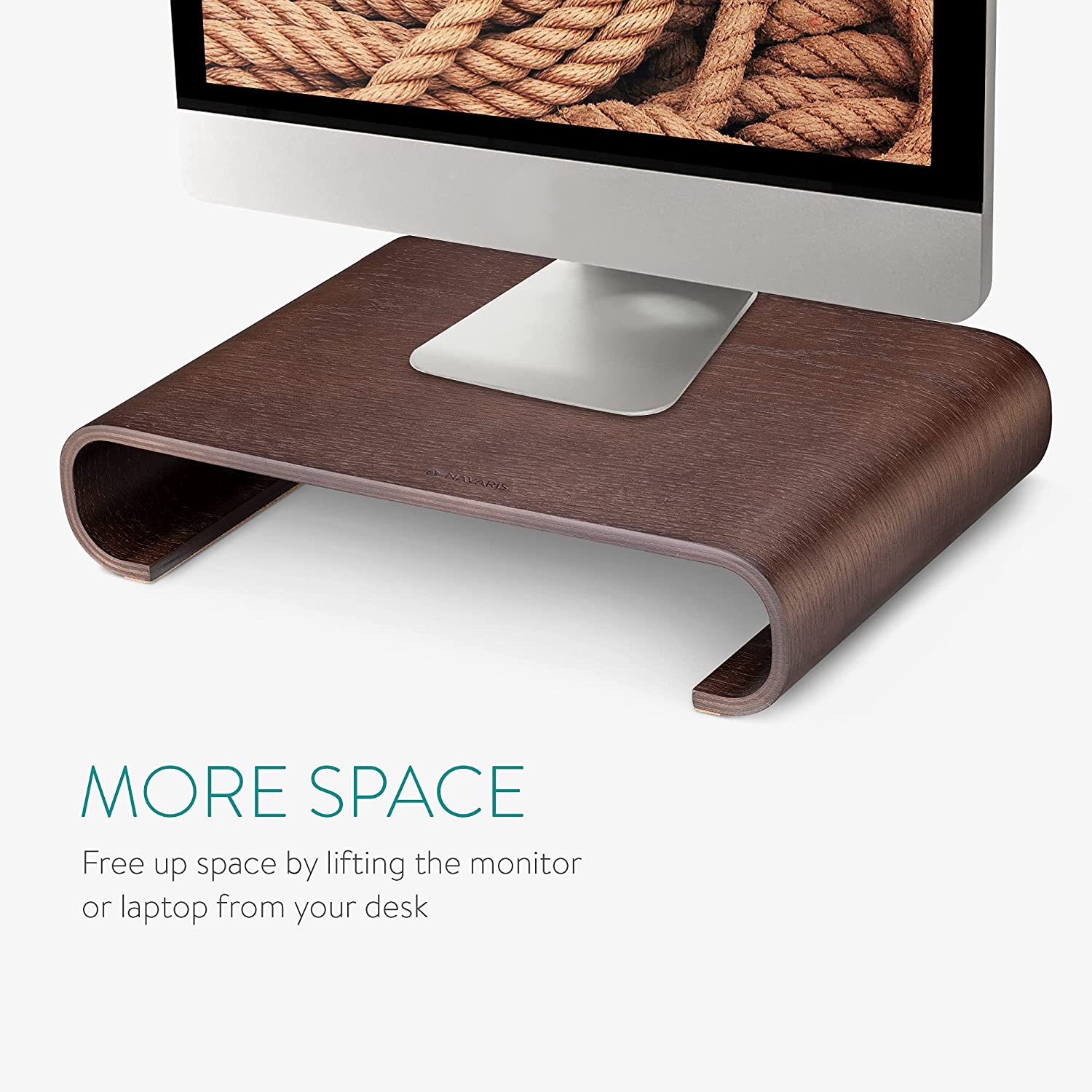 Navaris Computer Monitor Wood Stand - Βάση Στήριξης Οθόνης από Ξύλο - Dark Brown - 45835.18