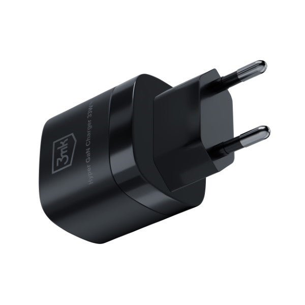 3MK Hyper GaN 33W Οικιακός Φορτιστής Γρήγορης Φόρτισης με 1 Θύρα Type - C και 1 Θύρα USB - Black