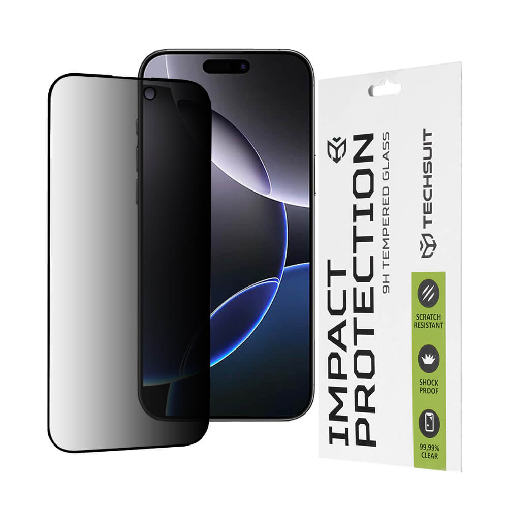 Techsuit iPhone 16 Pro Max 9H 111D Privacy 0.33mm Full Screen Full Glue Tempered Glass Αντιχαρακτικό Γυαλί Οθόνης - Black