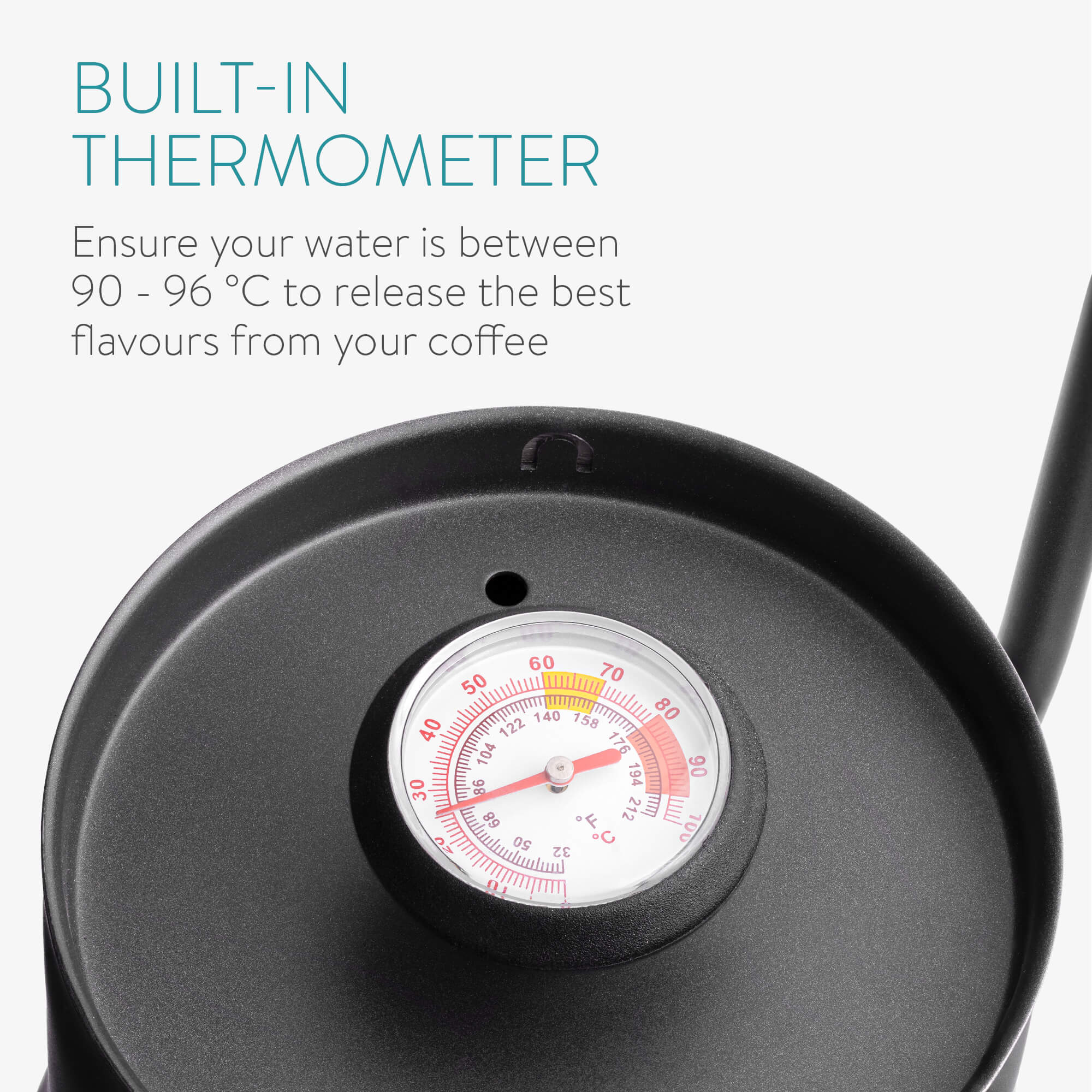 Navaris Βραστήρας Νερού Εστίας με Θερμόμετρο για Παρασκευή Καφέ - 1L - Black - 54695.01.01