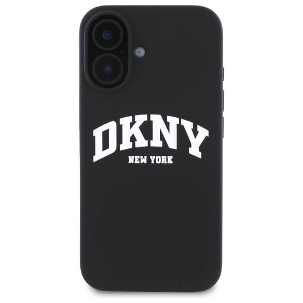 DKNY iPhone 16 - Liquid Silicone White Printed Logo MagSafe - Σκληρή Θήκη με Πλαίσιο Σιλικόνης - Black