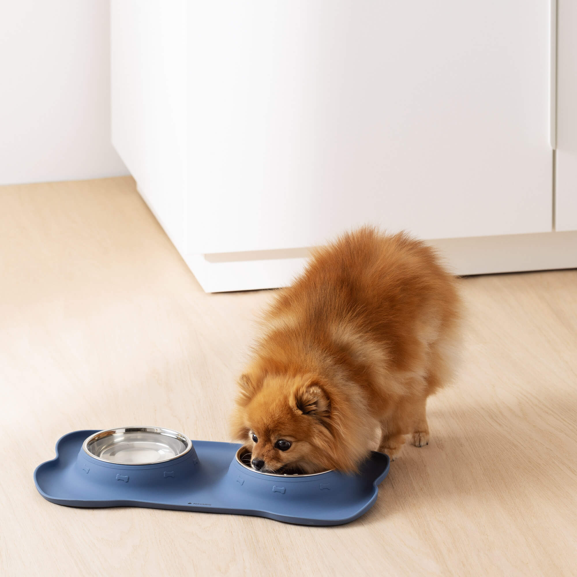 Navaris 2 Μπολ Φαγητού από Ανοξείδωτο Ατσάλι με Βάση Σιλικόνης - 400 ml - Blueberry Blue - 55096.186