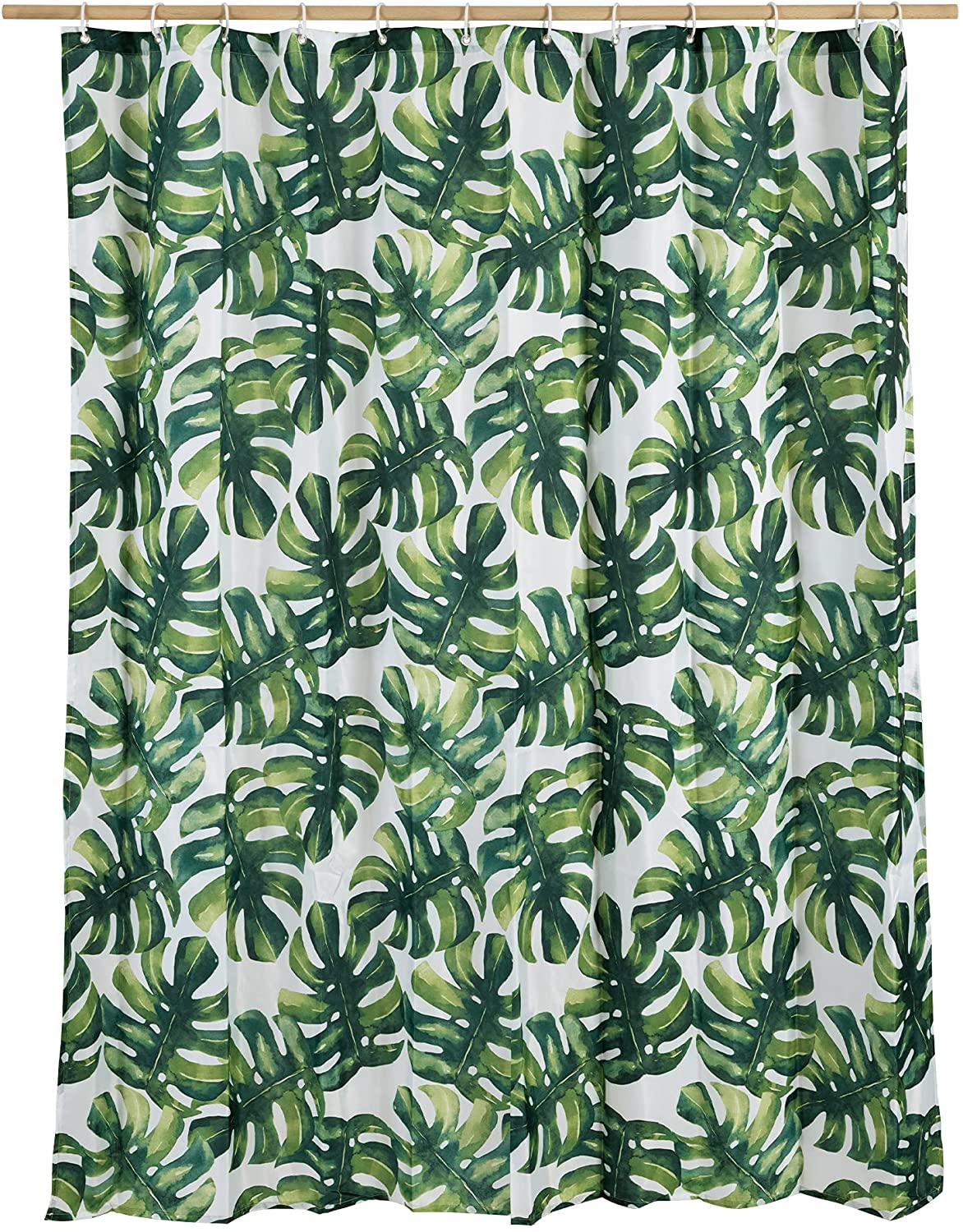 Navaris Κουρτίνα Μπάνιου - Design Monstera - Green / White - 54265.01