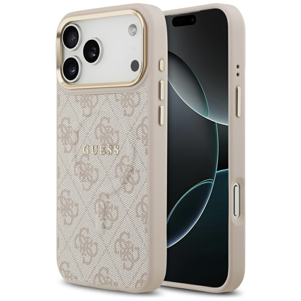Guess iPhone 17 Pro Max - 4G PU Classic Logo MagSafe - Σκληρή Θήκη με Πλαίσιο Σιλικόνης και Επένδυση Οικολογικού Δέρματος - Pink - GUHMP17XP4MSEGCP