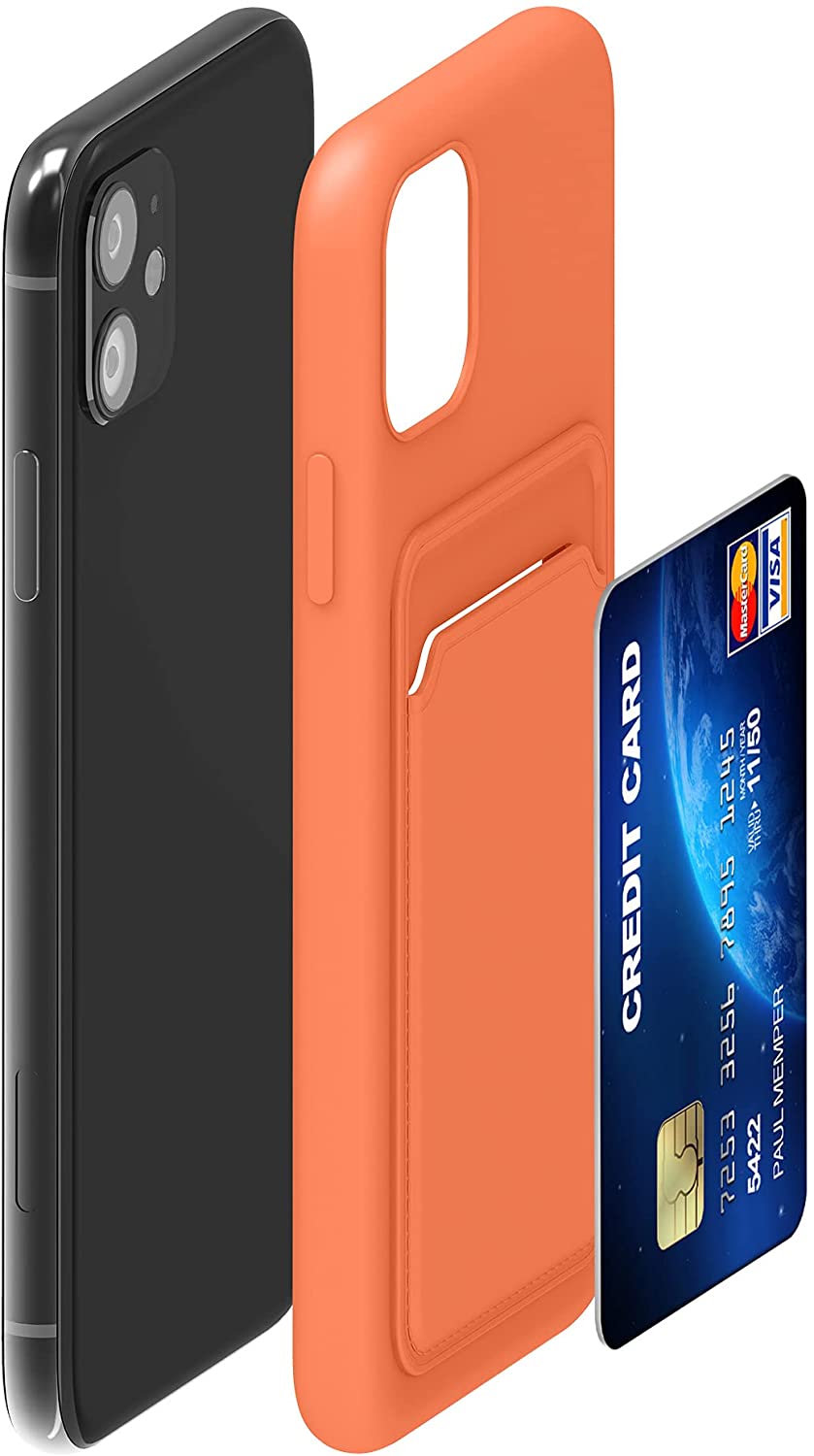 KW iPhone 11 Θήκη Σιλικόνης TPU με Υποδοχή για Κάρτα - Orange - 55114.29