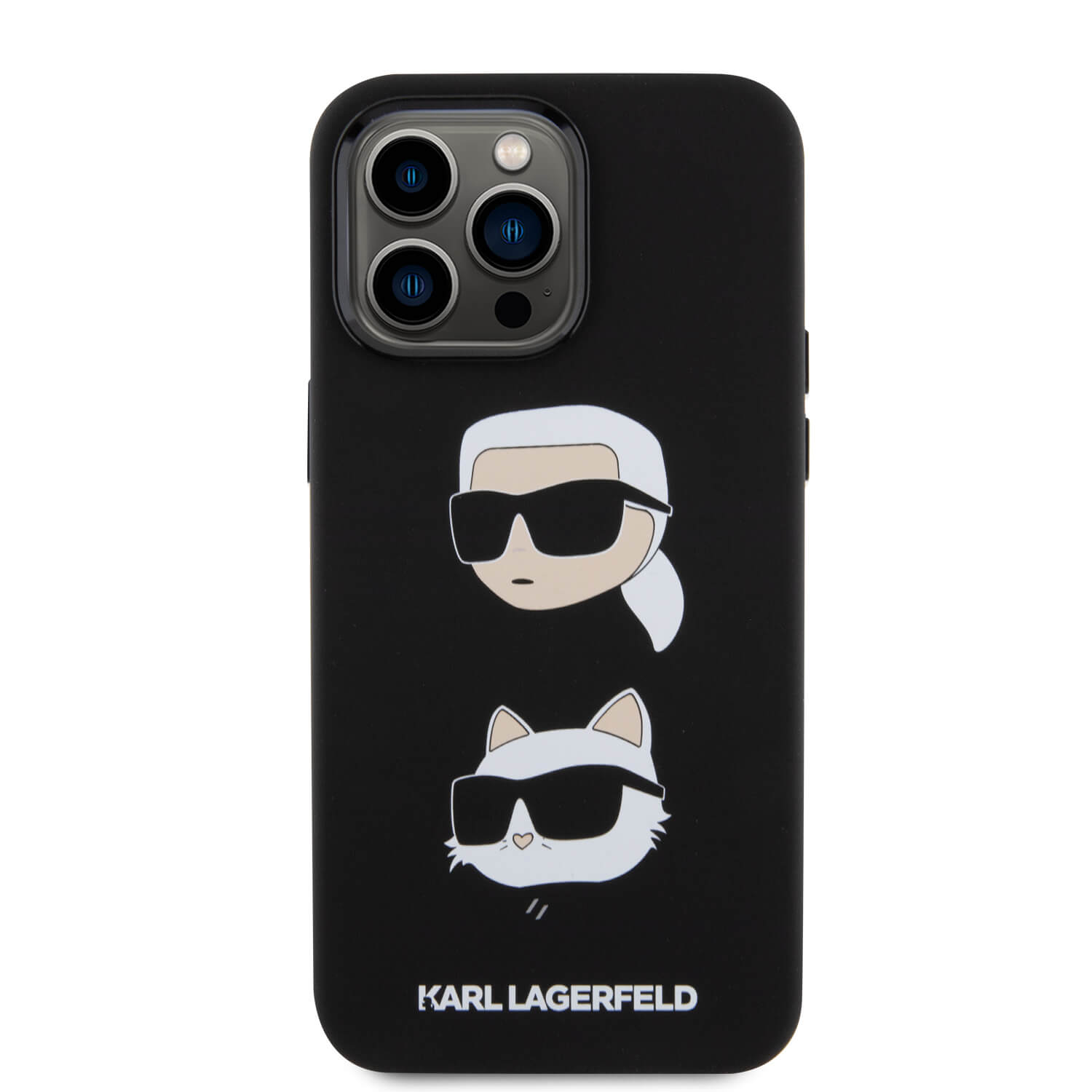 Karl Lagerfeld iPhone 15 Pro Max Silicone Karl and Choupette Head Σκληρή Θήκη με Πλαίσιο Σιλικόνης - Black - KLHCP15XSDHKCNK