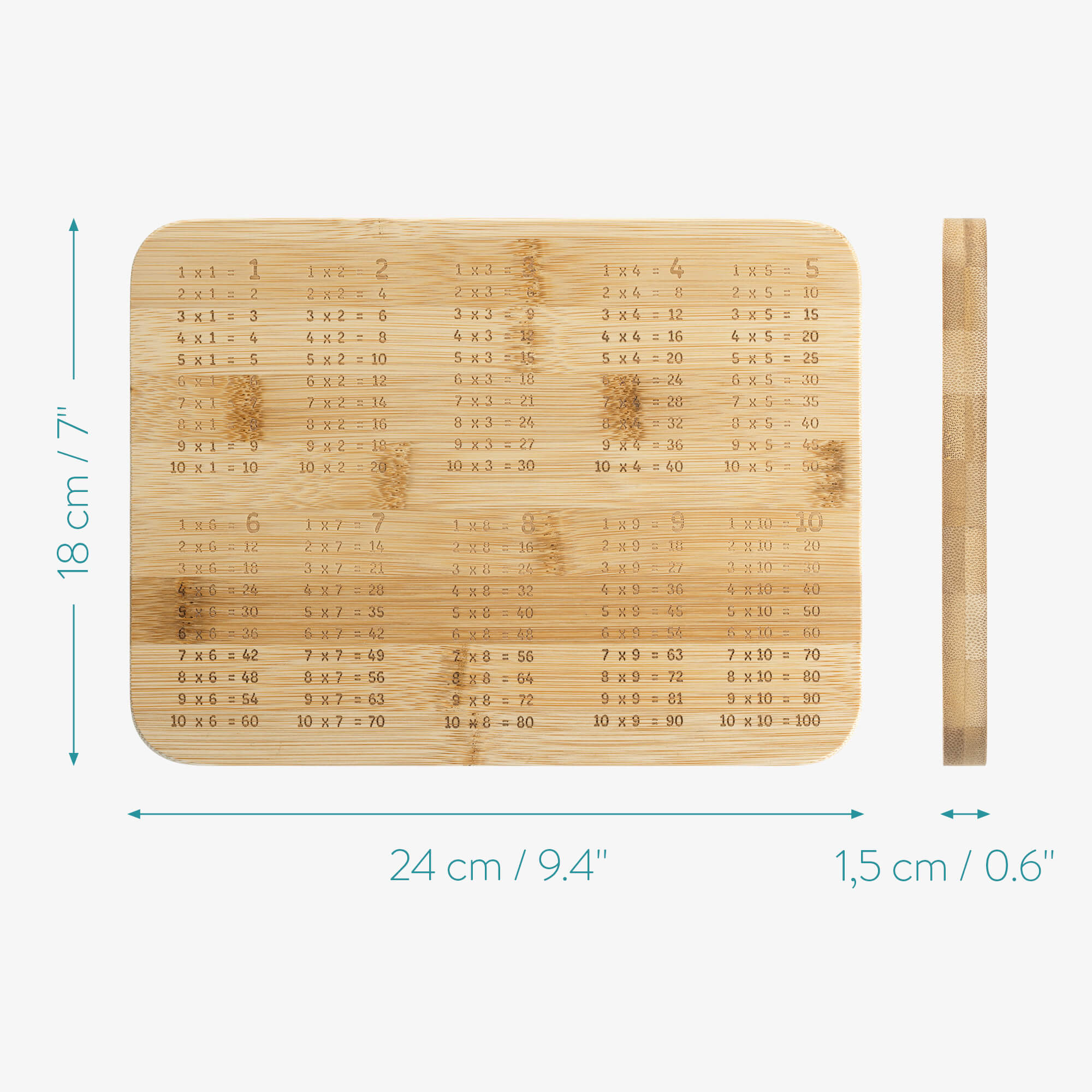 Navaris Παιδικός Δίσκος Πρωινού από Μπαμπού για Εκμάθηση Πολλαπλασιασμού - Light Brown - 53657.01