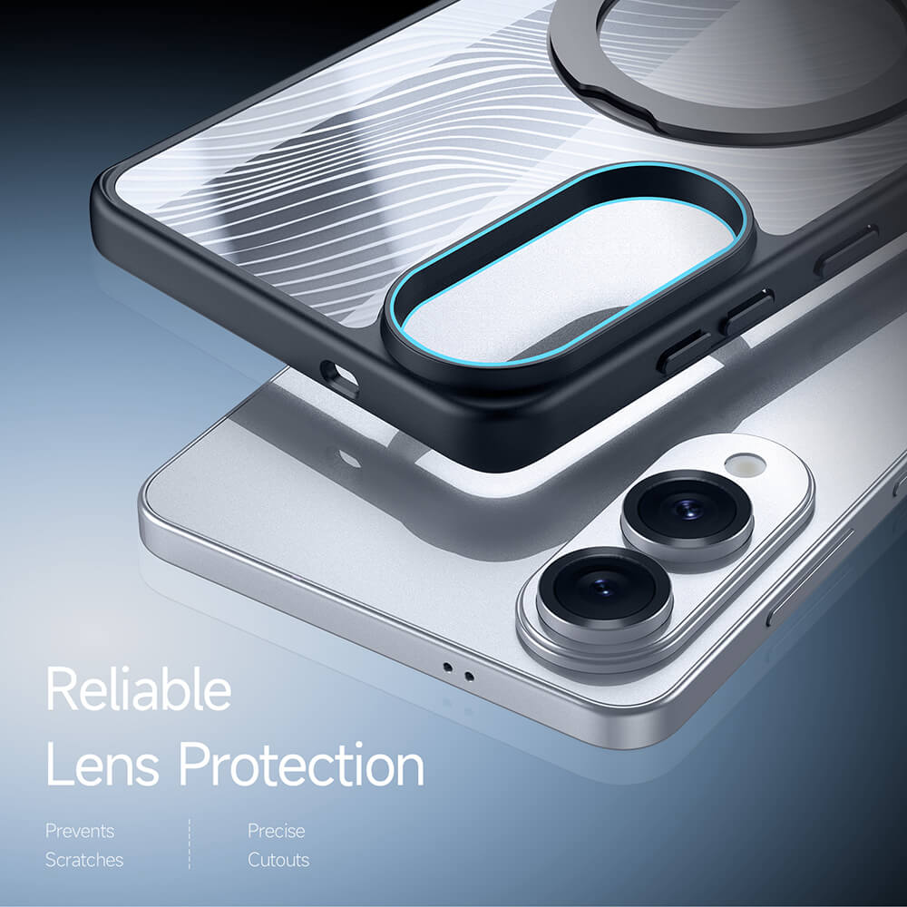 Dux Ducis Samsung Galaxy S25 Edge Aimo MagSafe Magnetic Stand Σκληρή Θήκη με Πλαίσιο Σιλικόνης και MagSafe - Black