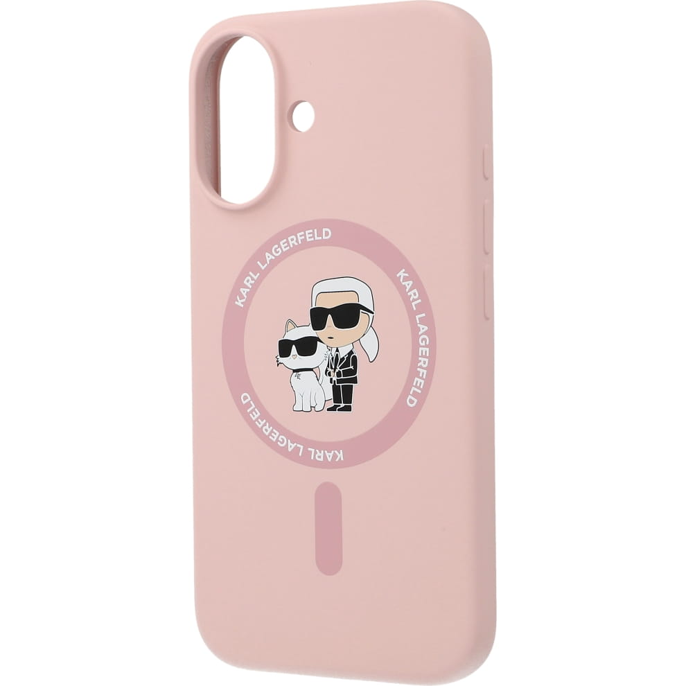 Karl Lagerfeld iPhone 16 - Silicone KC Heads Ring MagSafe - Θήκη Σιλικόνης με MagSafe - Pink - KLHMP16SSCMKCRHP