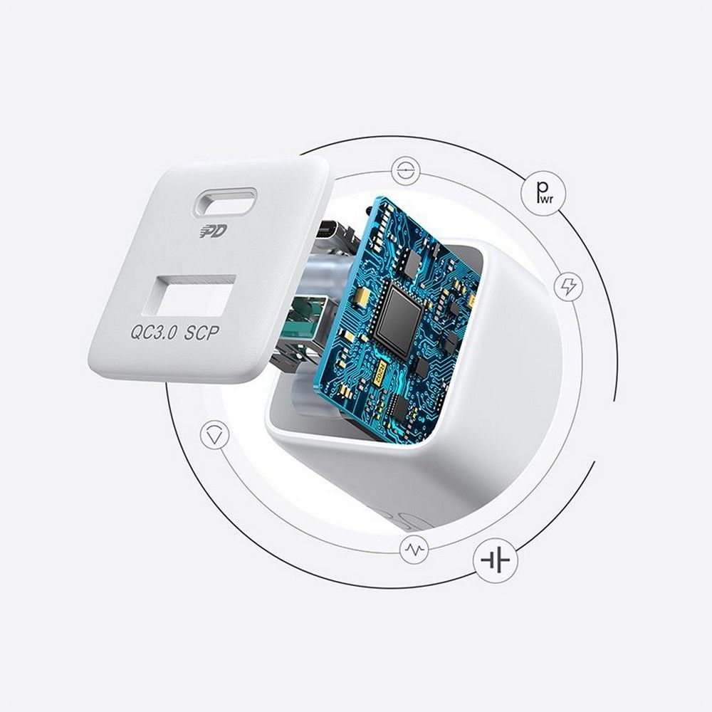 Joyroom L-QP303 Οικιακός Φορτιστής Γρήγορης Φόρτισης USB και Type-C QC 3.0 PD 30W - White