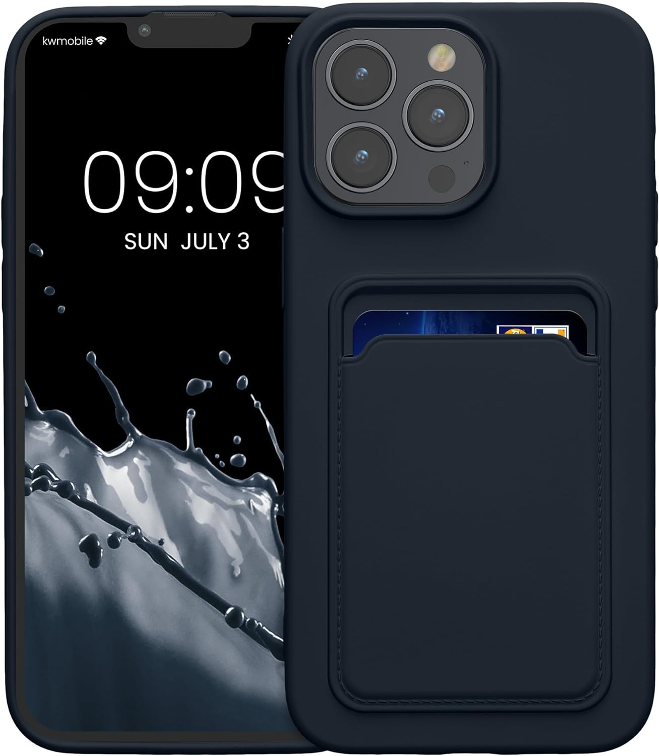 KW iPhone 15 Pro Max Θήκη Σιλικόνης TPU με Υποδοχή για Κάρτα - Dark Blue - 59115.17
