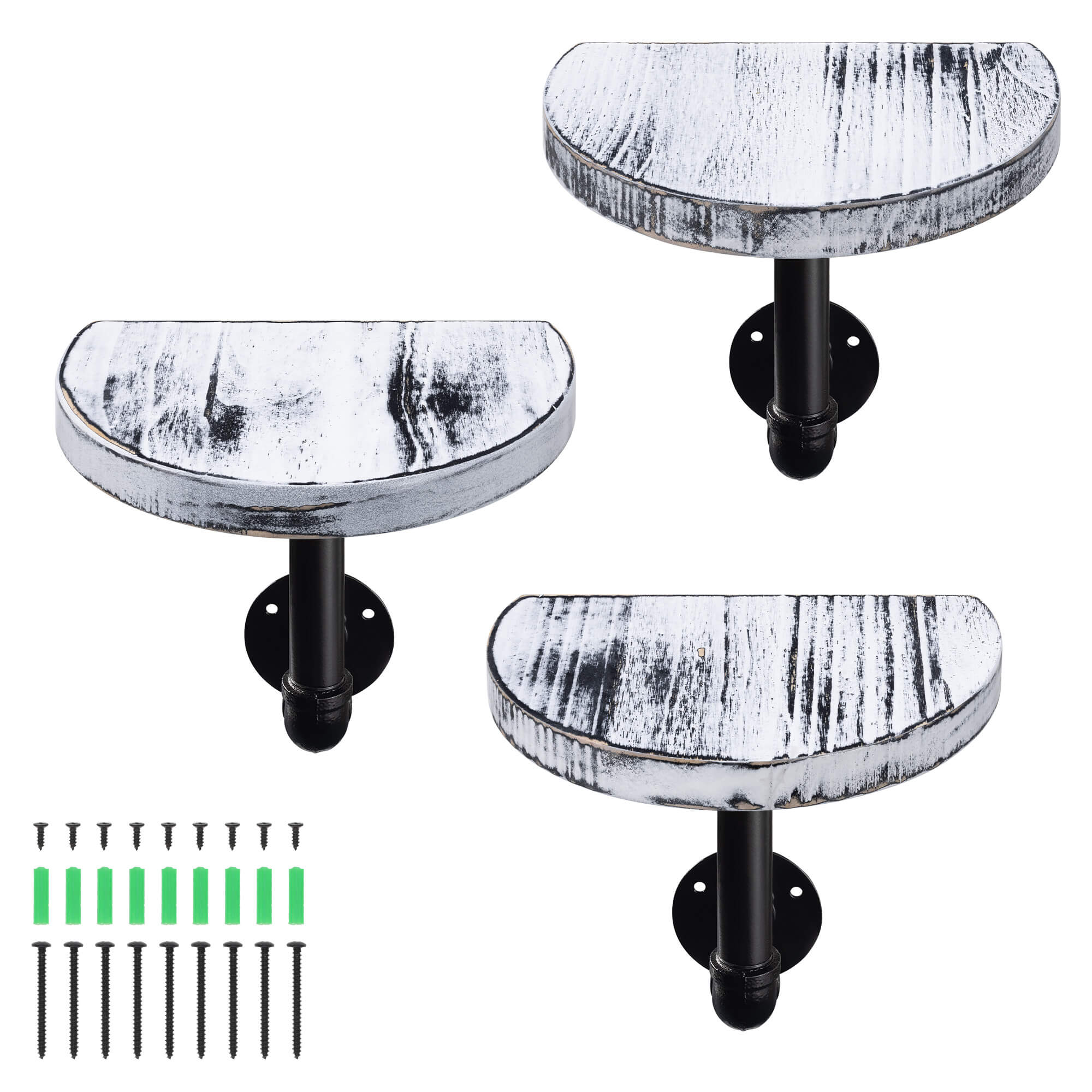 Navaris Σετ με 3 Ράφια με Βάση - 20 x 15 x 17 cm - White / Black - 53785.02