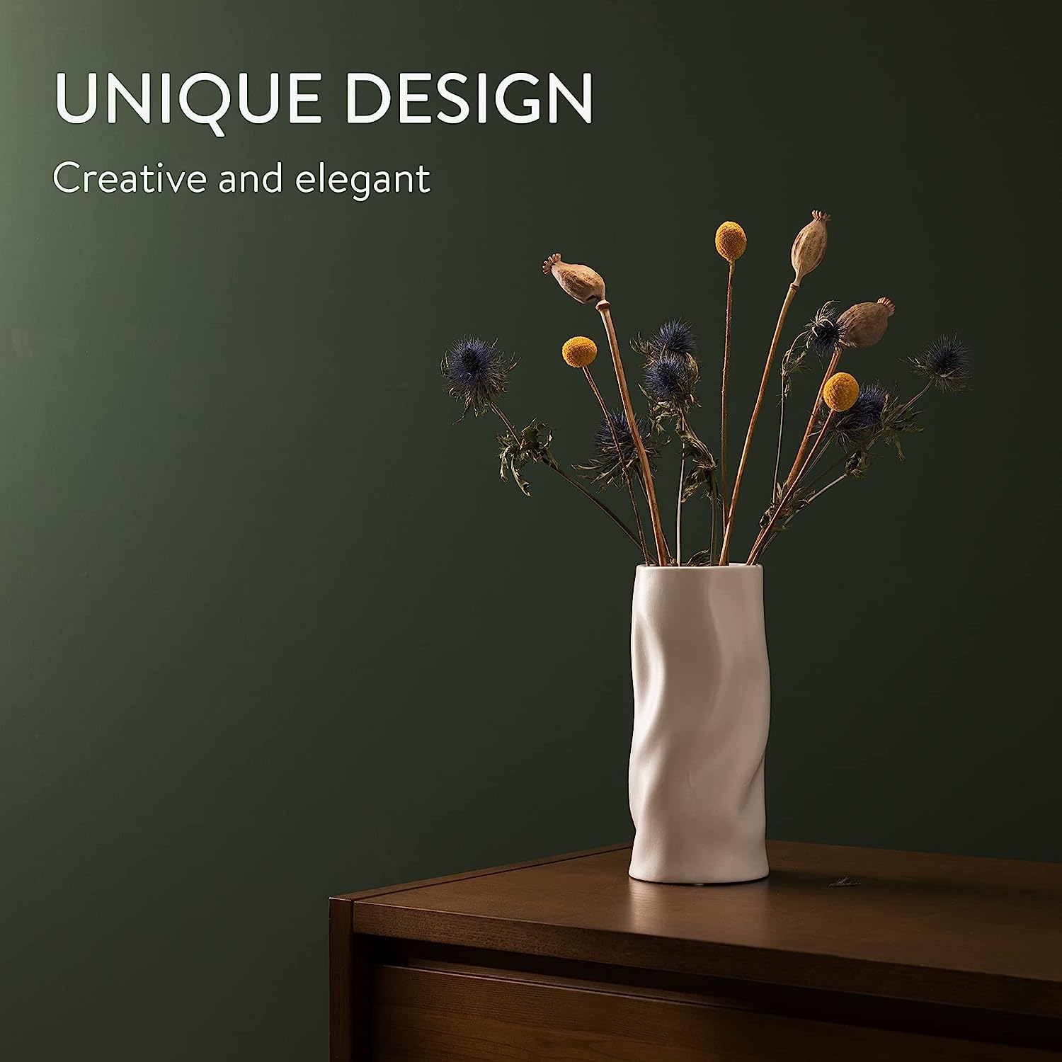 Navaris Διακοσμητικό Βάζο - 25 x 11 cm - Beige - 60682.01