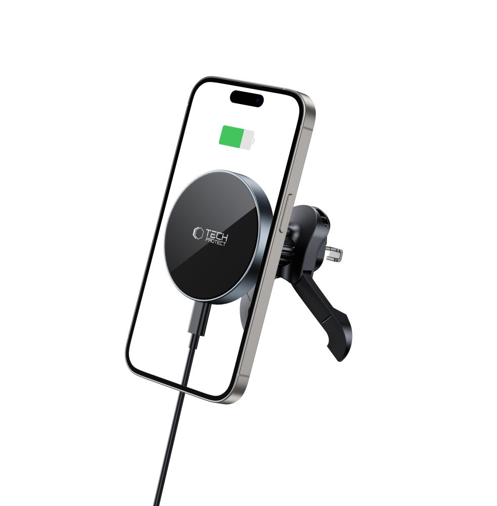 Tech-Protect MM15W-V5 Μαγνητική Βάση για τον Αεραγωγό του Αυτοκινήτου με Ασύρματη Φόρτιση MagSafe 15W - Black