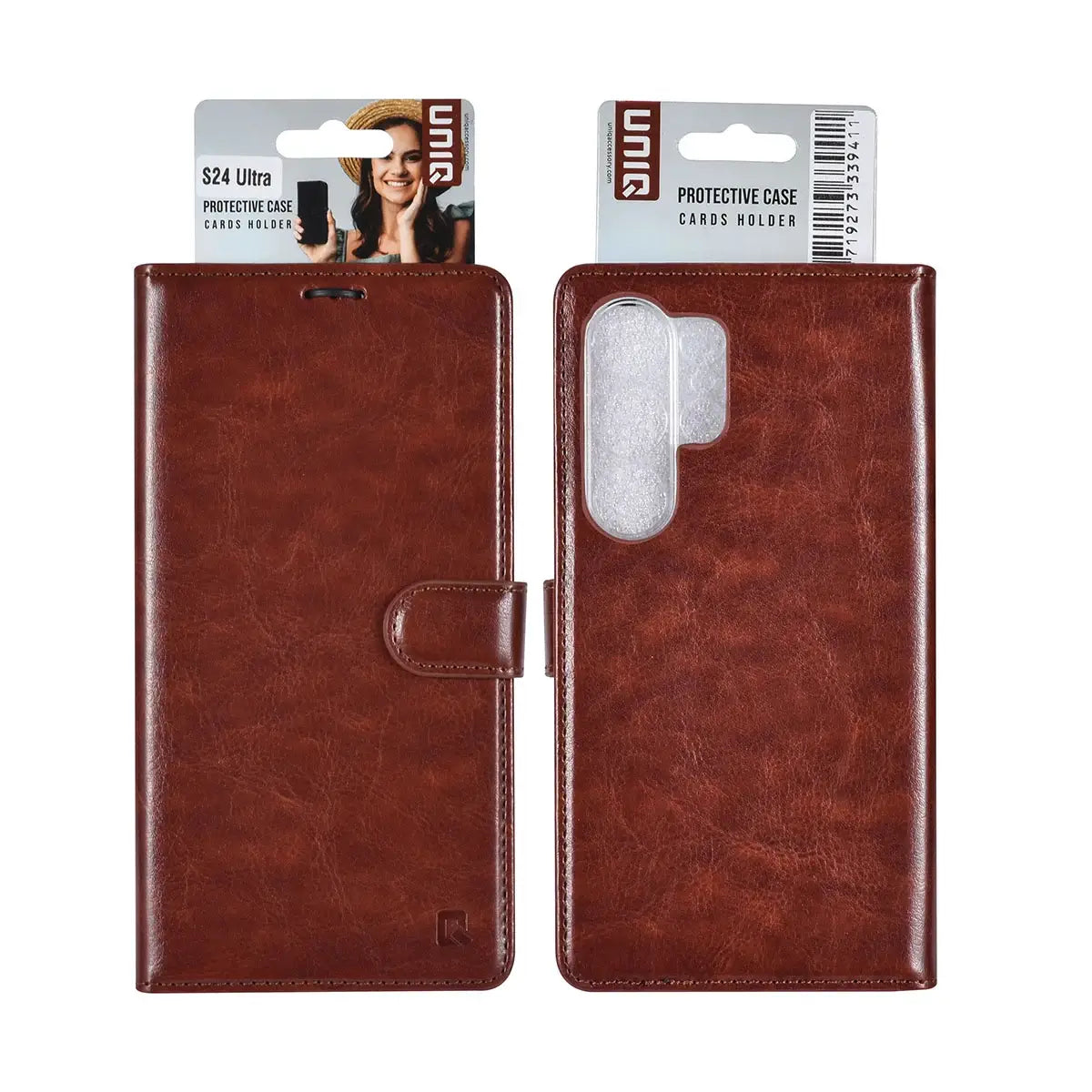 Tuniq Samsung Galaxy S24 Ultra - Θήκη Πορτοφόλι Stand από Δερματίνη - Καφέ