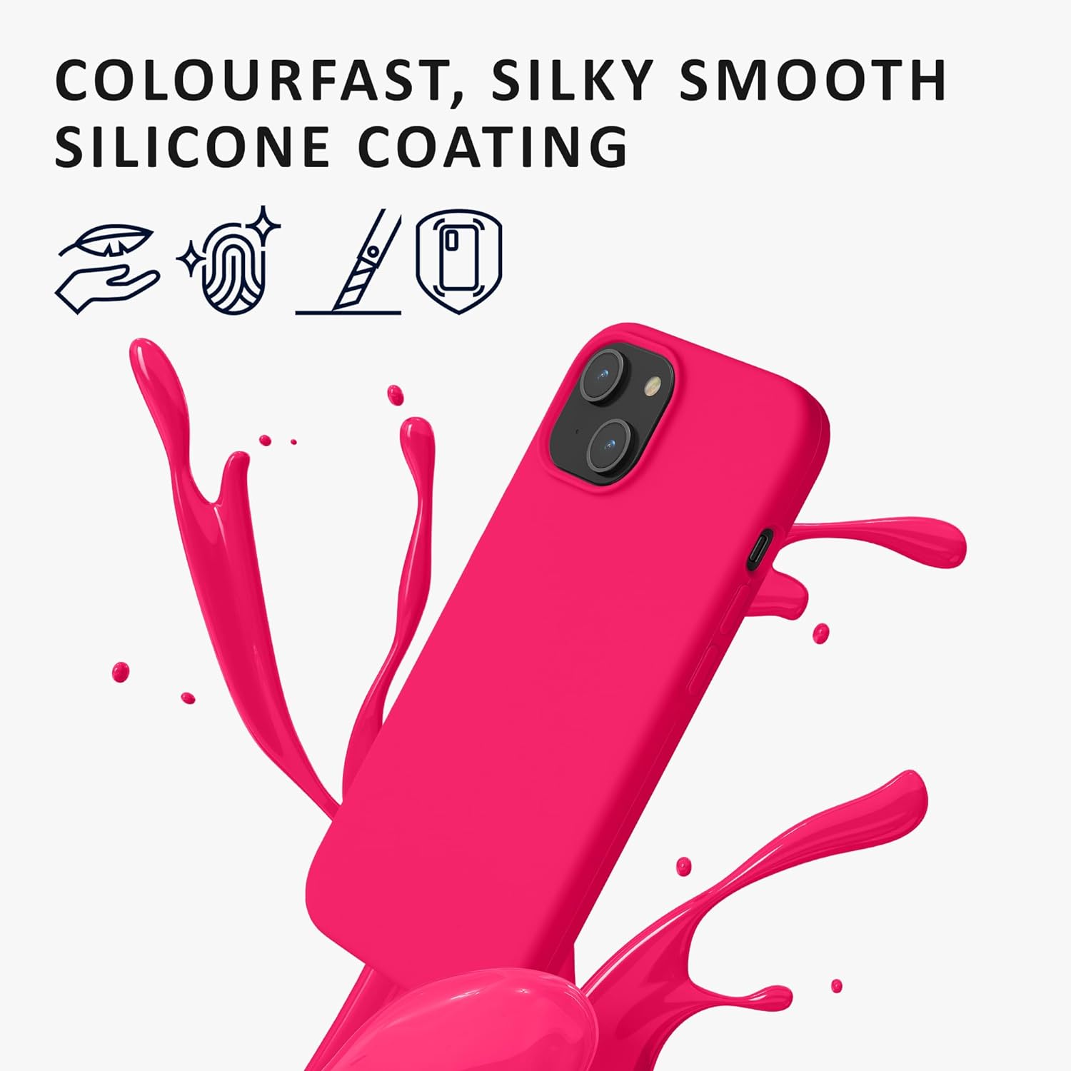 Kalibri iPhone 15 Θήκη Σιλικόνης Rubberized TPU - Neon Pink