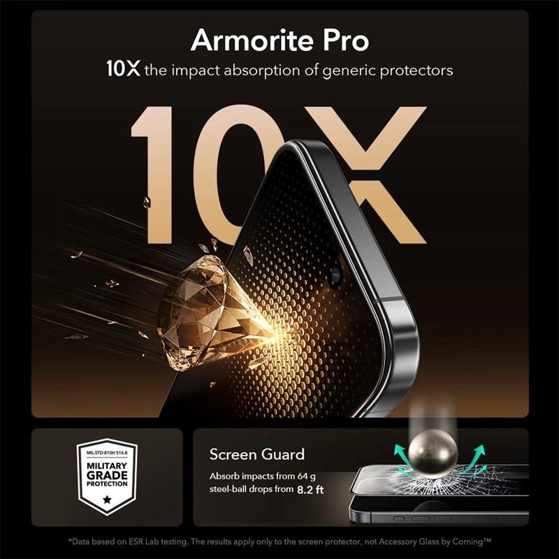 ESR iPhone 16 Pro / iPhone 17 - UltraFit Armorite Pro - Full Screen Αντιχαρακτικό Γυαλί Οθόνης - Black
