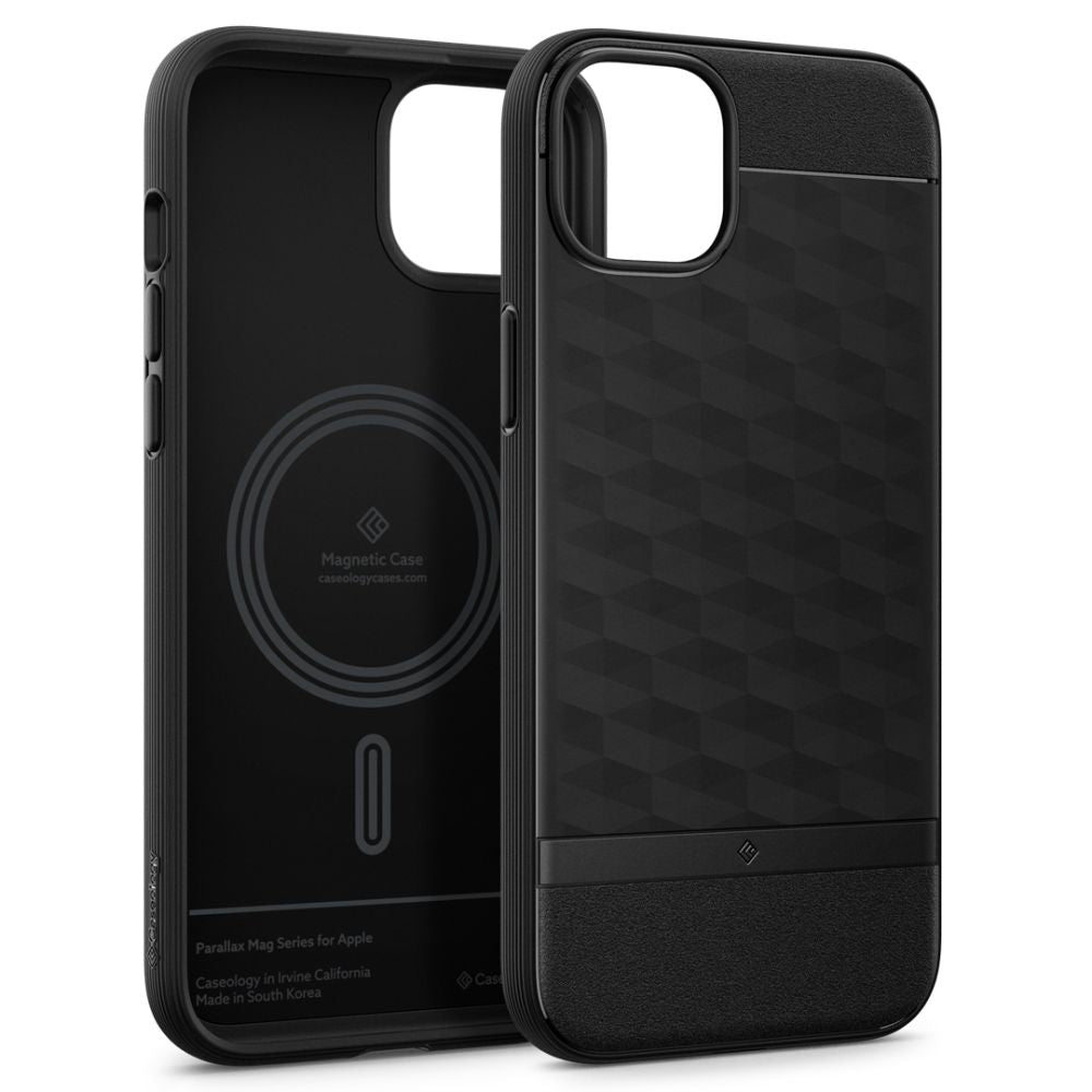 Caseology iPhone 15 Parallax Mag Θήκη Σιλικόνης με Σκληρό Πλαίσιο και MagSafe - Matte Black