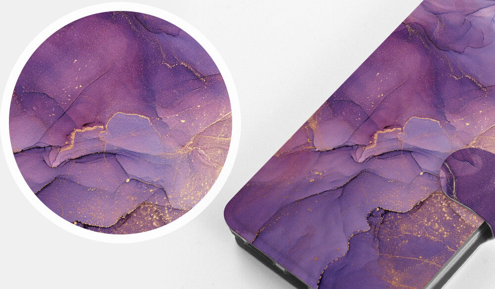 Mobiwear iPhone 14 Pro Θήκη Βιβλίο Slim Flip - Design Purple Marble - VP20S