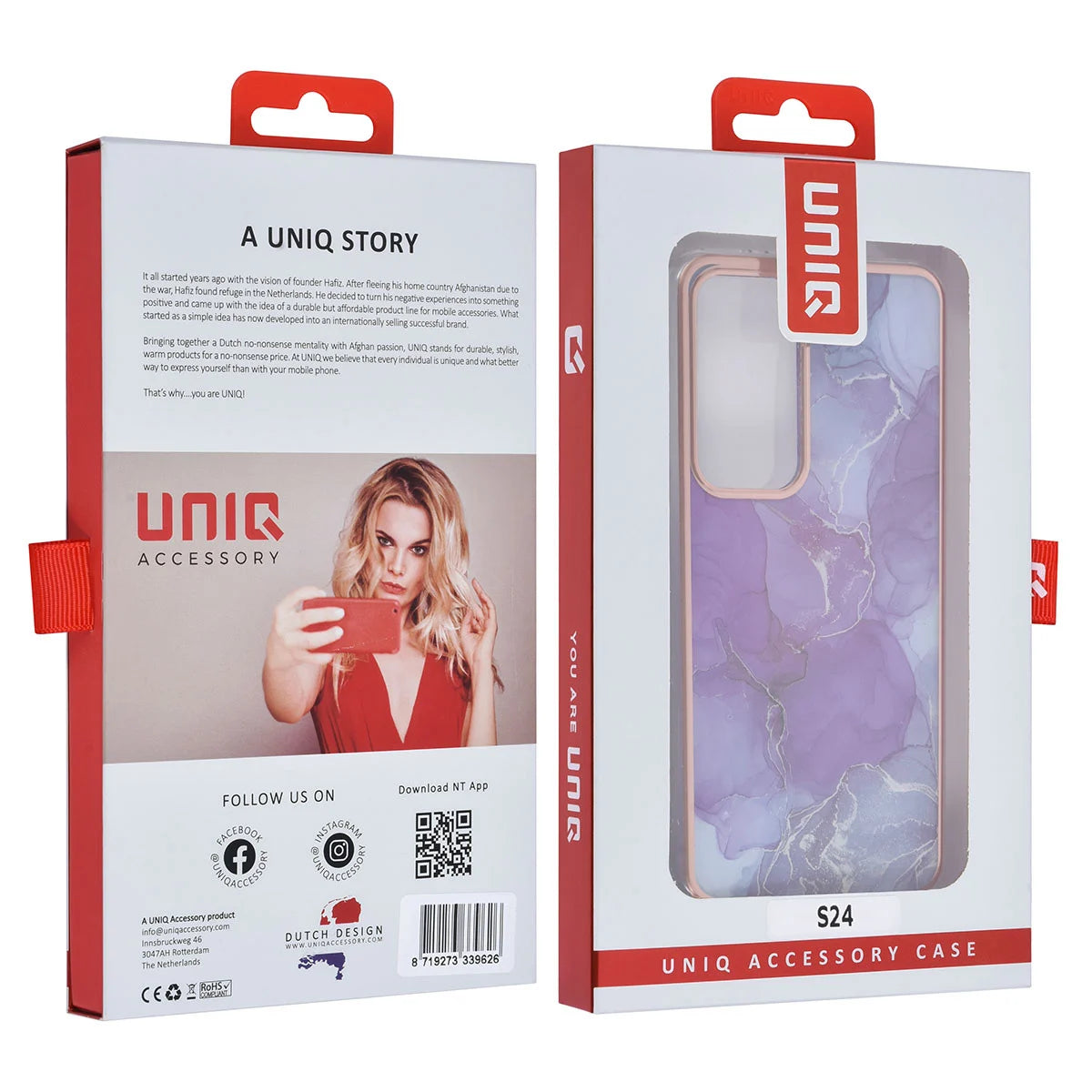 Tuniq Samsung Galaxy S24 - Σκληρή Θήκη με Πλαίσιο Σιλικόνης - Σχέδιο Μάρμαρο - Μοβ