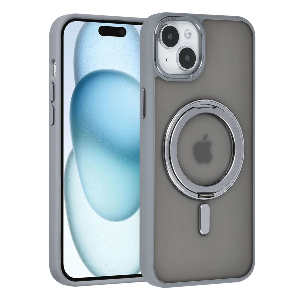 Tuniq iPhone 15 Plus / 14 Plus - Σκληρή MagSafe Θήκη με Περιστρεφόμενο Δαχτυλίδι Συγκράτησης - Γκρι