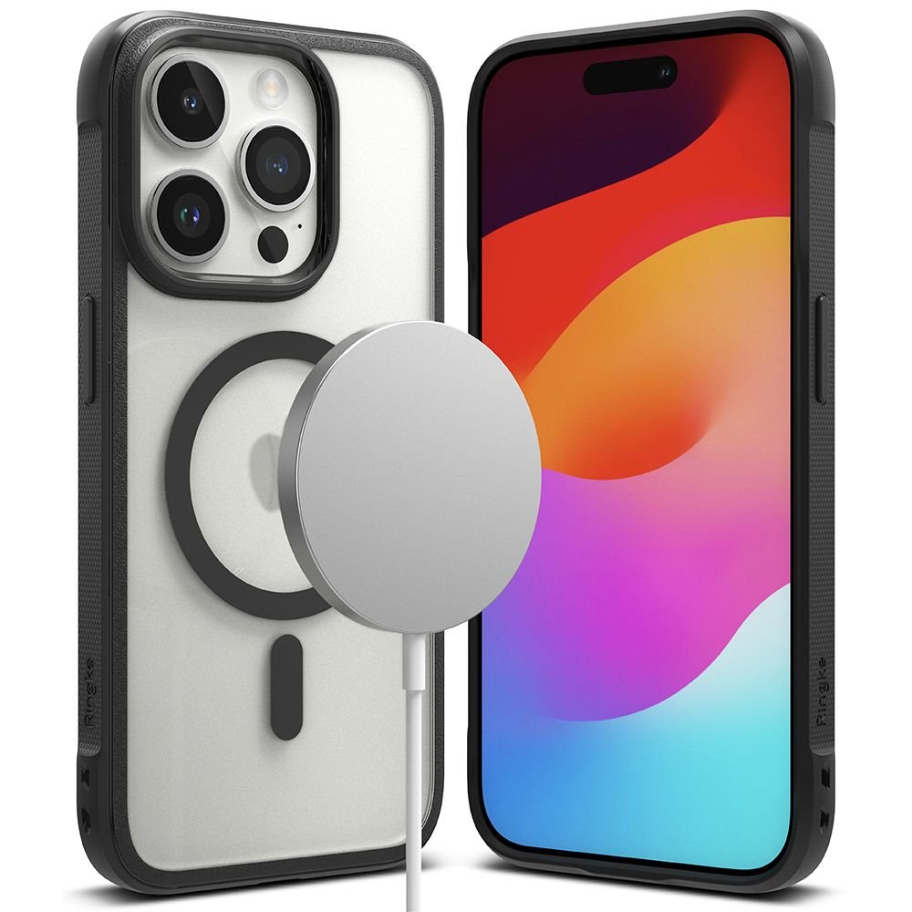 Ringke iPhone 15 Pro Max Fusion Bold MagSafe Σκληρή Θήκη με Πλαίσιο Σιλικόνης και MagSafe - Matte Black / Διάφανη