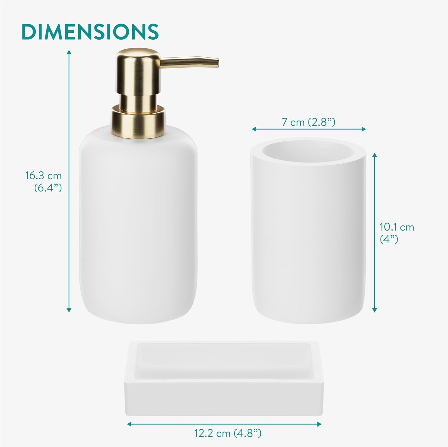 Navaris Αξεσουάρ Μπάνιου Σετ 3 τεμαχίων - White - 56525.02