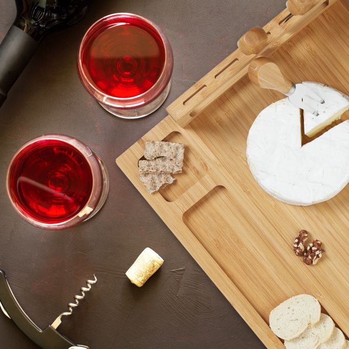 Relaxdays Δίσκος από Μπαμπού για Τυριά με Αξεσουάρ Κοπής - Natural - 4052025288266