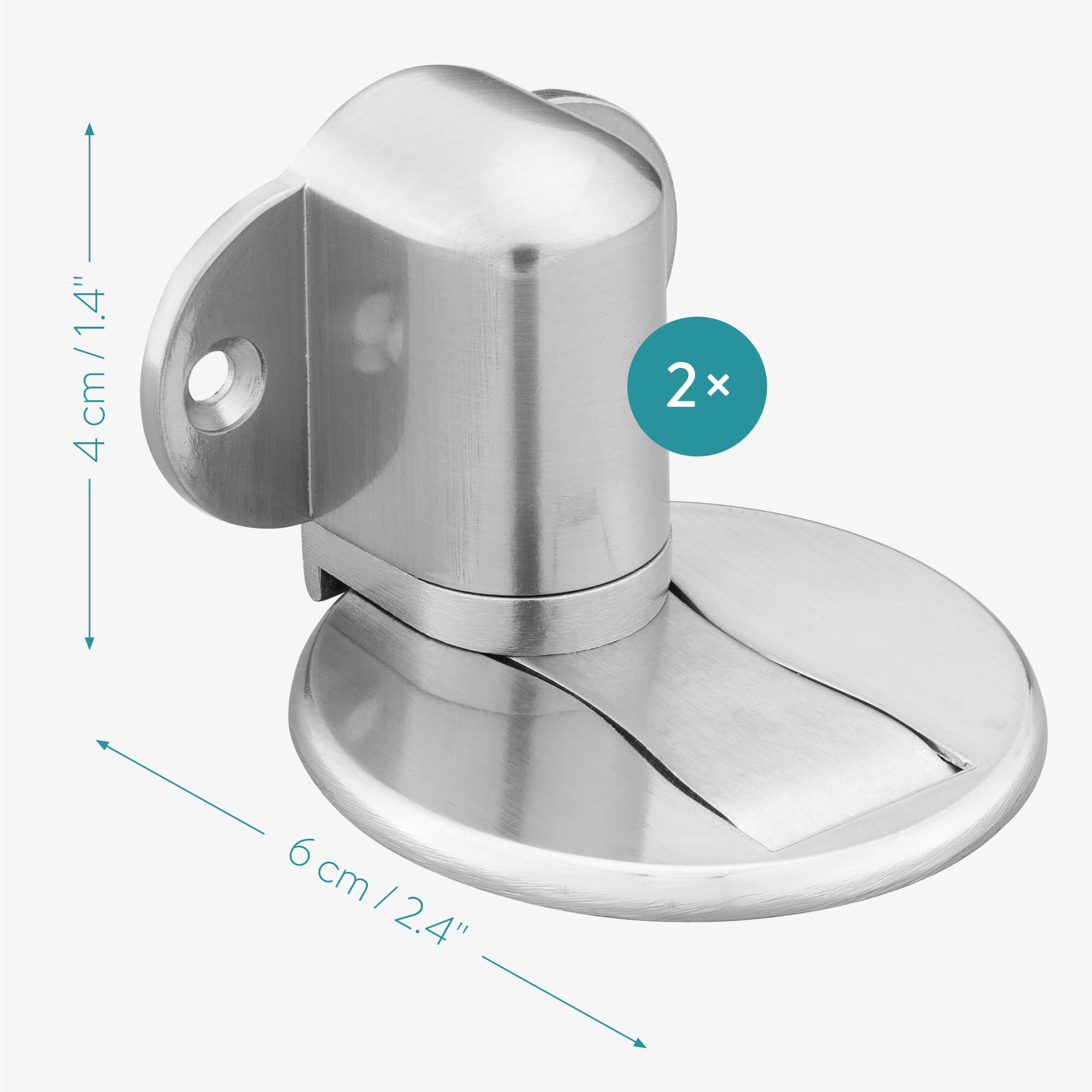 Navaris Σετ με 2 Μαγνητικά Στοπ Πόρτας - Silver - 56155.02