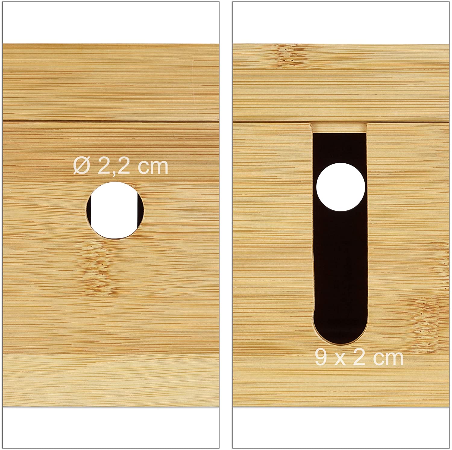 Relaxdays Κουτί Καλωδίων και Αποθήκευσης Αξεσουάρ από Bamboo - Natural - 4052025221836