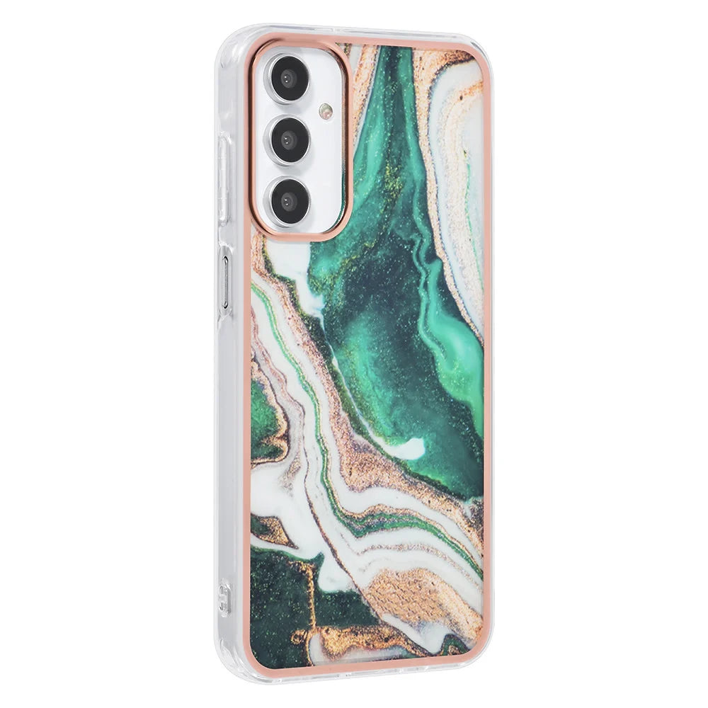 Tuniq Samsung Galaxy A15 4G / A15 5G - Σκληρή Θήκη με Πλαίσιο Σιλικόνης - Σχέδιο Μάρμαρο - Πράσινη