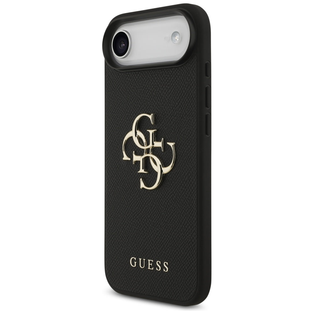 Guess iPhone Air - Grained Big 4G and Classic Logo - Σκληρή Θήκη με Επένδυση από Οικολογικό Δέρμα - Black - GUHCP17MPGT4MBK