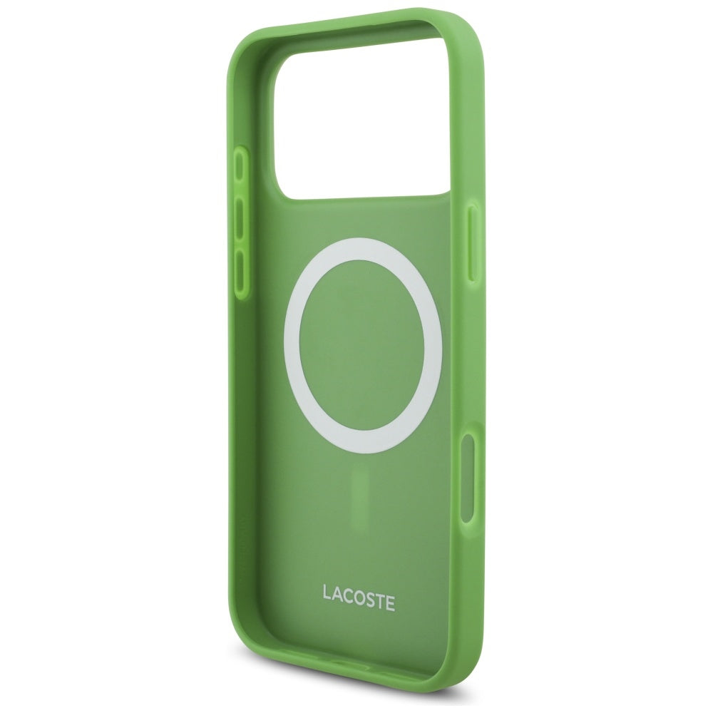 Lacoste iPhone 17 Pro Max - Iconic Petit Pique Woven Logo MagSafe - Σκληρή Θήκη με Πλαίσιο Σιλικόνης - Green