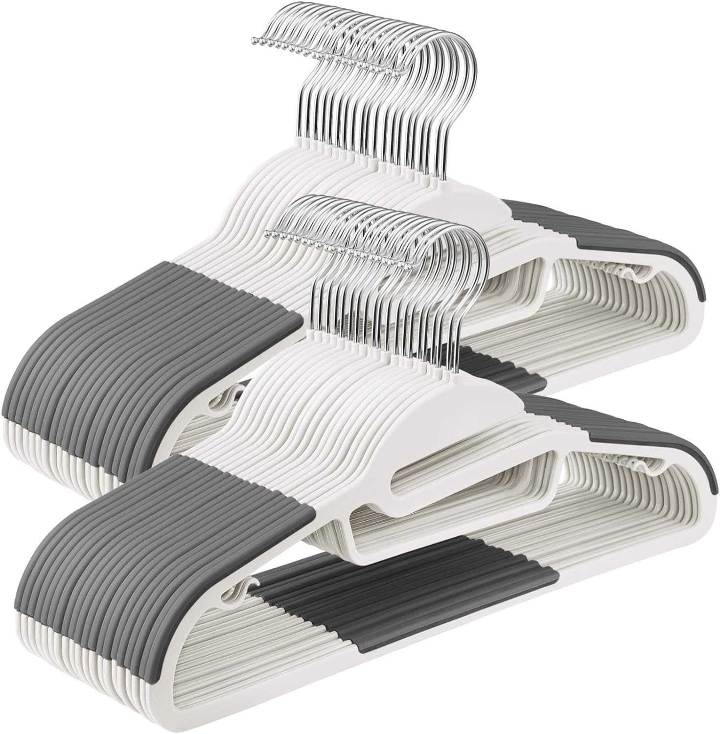 Songmics Σετ με 50 Πλαστικές Κρεμάστρες Ρούχων - White / Dark Grey - CRP041W04