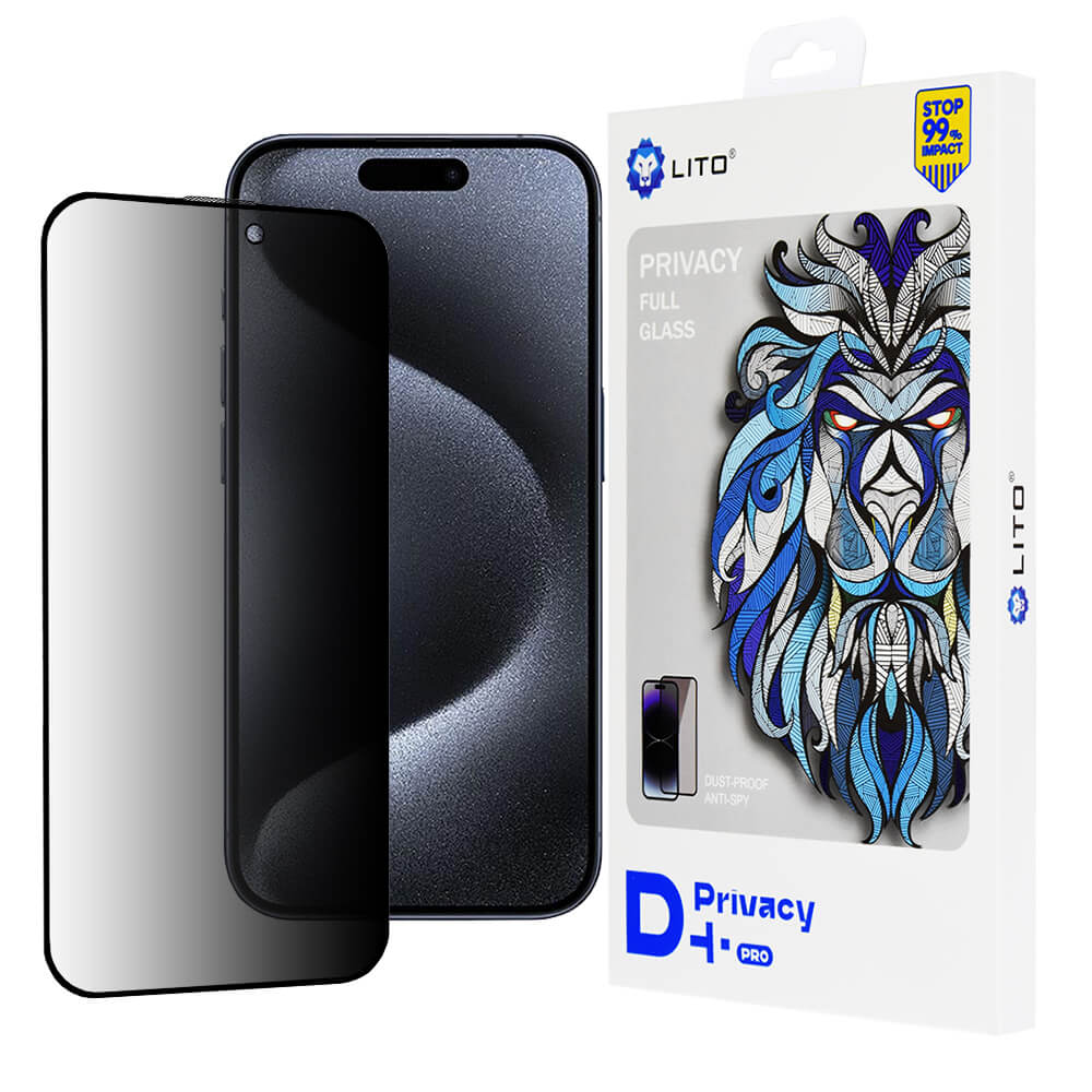 Lito iPhone 15 Pro - D+ Pro Privacy - Full Screen Αντιχαρακτικό Γυαλί Tempered Glass - Black