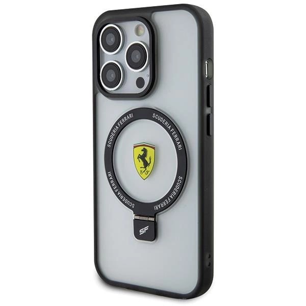 Ferrari iPhone 15 Pro Ring Stand 2023 Collection MagSafe Σκληρή Θήκη με Πλαίσιο Σιλικόνης και Stand / MagSafe - Ημιδιάφανη / Black - FER000609-0