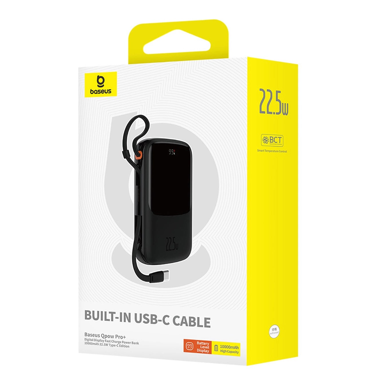 Baseus Qpow Pro+ Power Bank 10000mAh 22.5W με Οθόνη και Ενσωματωμένο Καλώδιο Type-C - Black - P10067101113-00